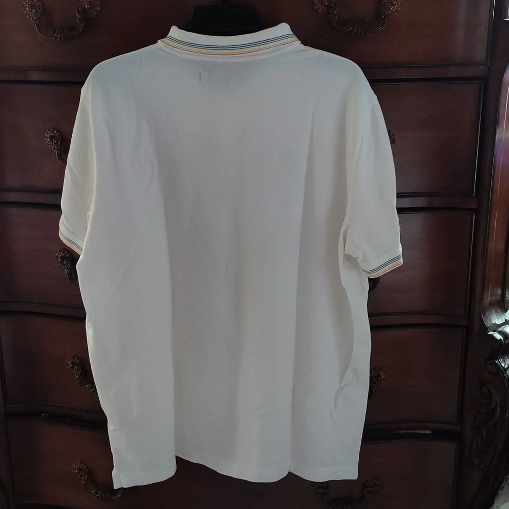 Banana Republic Men's Rainbow 🌈 White Button Polo Shirt Sz XL